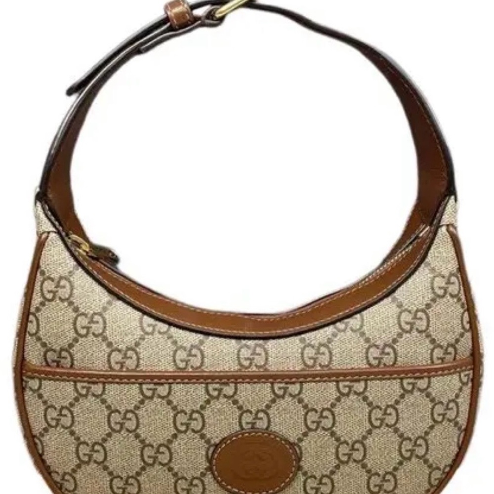 Gucci Signature Brown and Cream Hobo Bag